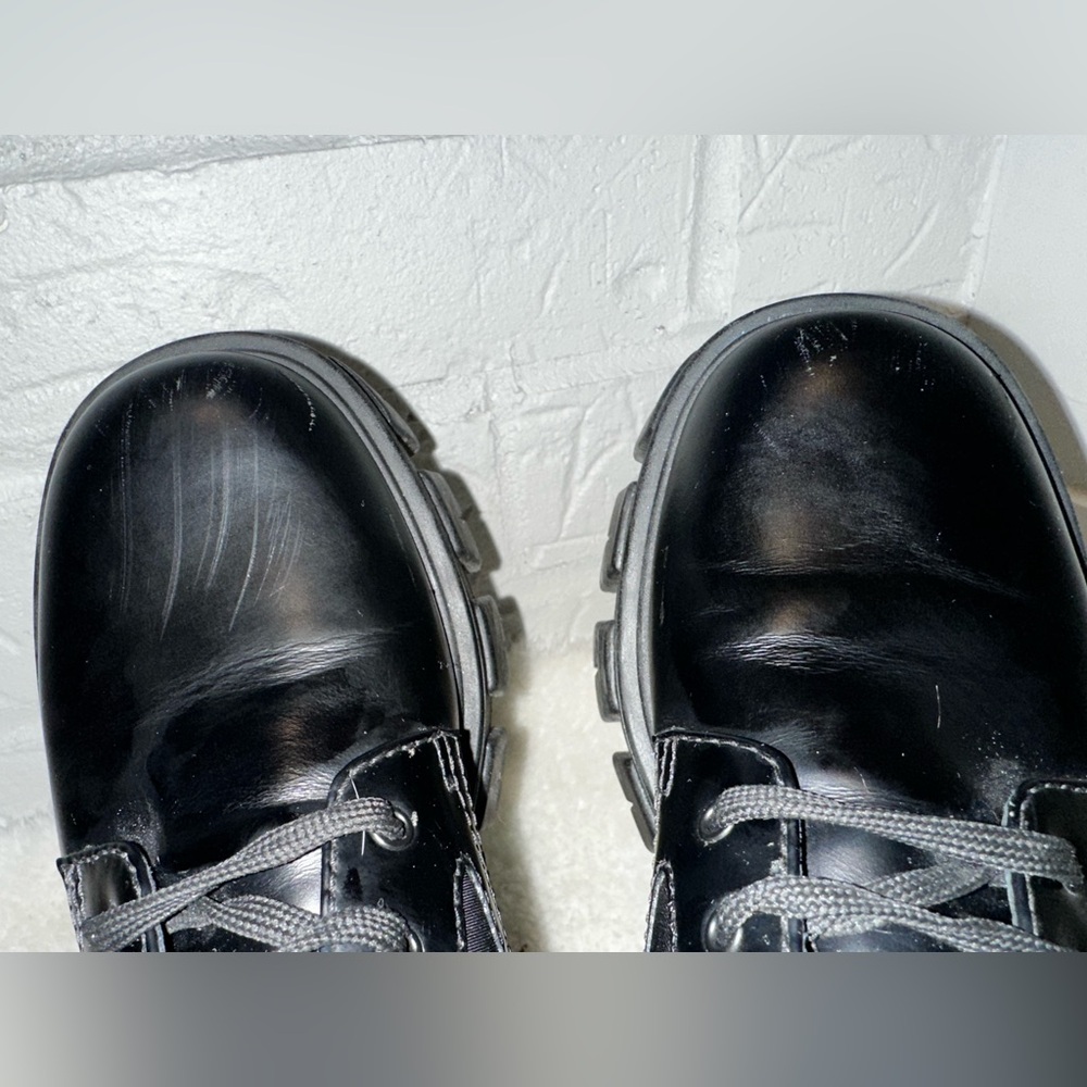 Prada Monolith Leather and Re- Nylon Combat Boots Size 37 - Picture 11 of 16